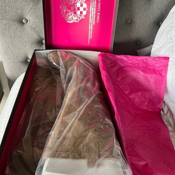 Vince Camuto Braden Verona Leather Tall Boots in Taupe Suede - Picture 5 of 6